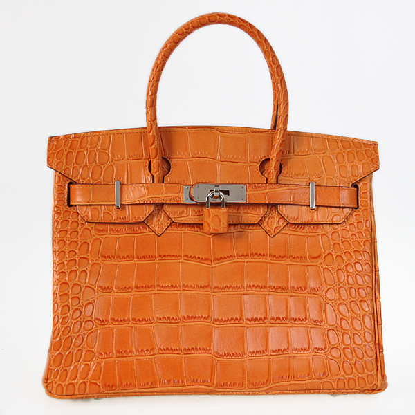 H30CSOS Hermes Birkin 30cm strisce in pelle di coccodrillo a Orange w